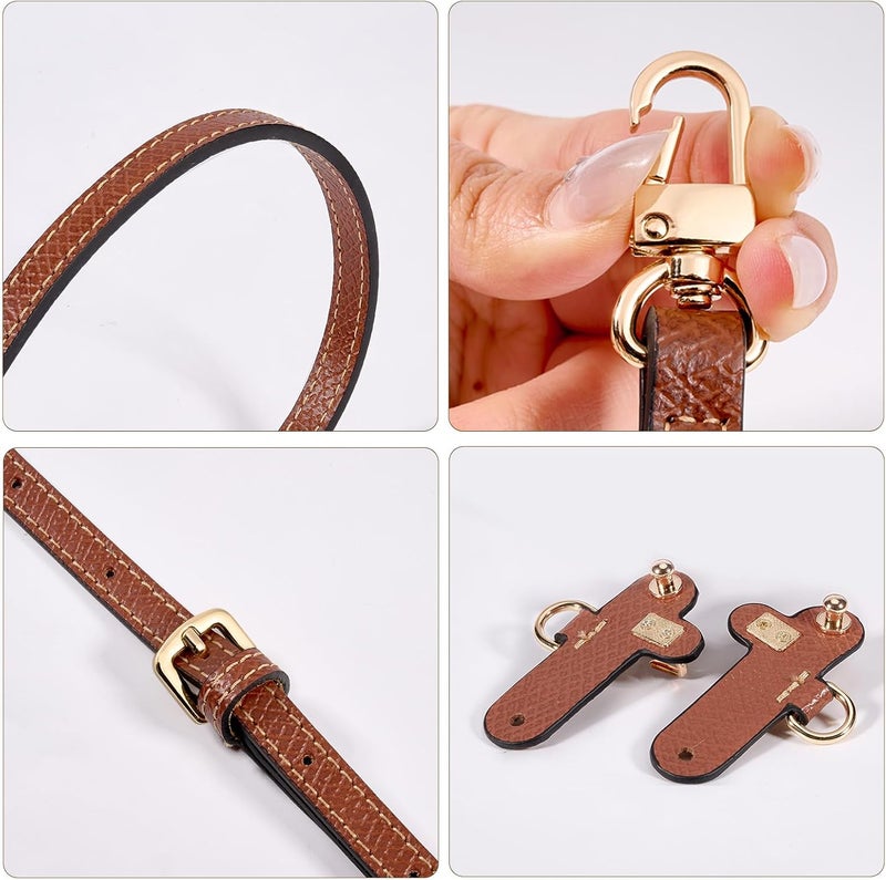 KOMHPS Purse Straps Replacement, Leather Handbag Crossbody Shoulder Strap Kit Adjustable for Mini Longcamp Tote Bag Women - Image 4